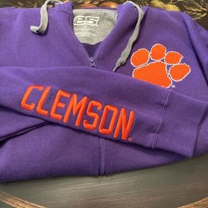 Clemson front zip hoodie sweatshirt with side pockets